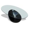 Coffee Table with Oval Glass Top – Black