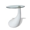 Coffee Table with Round Glass Top – White, 1