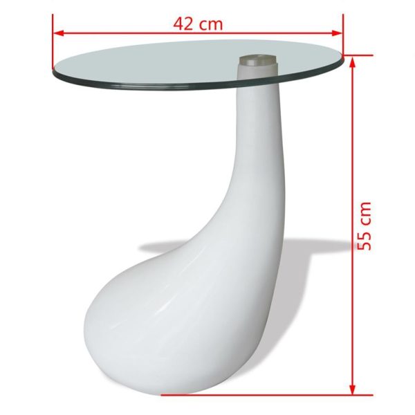 Coffee Table with Round Glass Top – White, 1