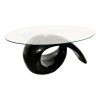 Coffee Table with Oval Glass Top – Black