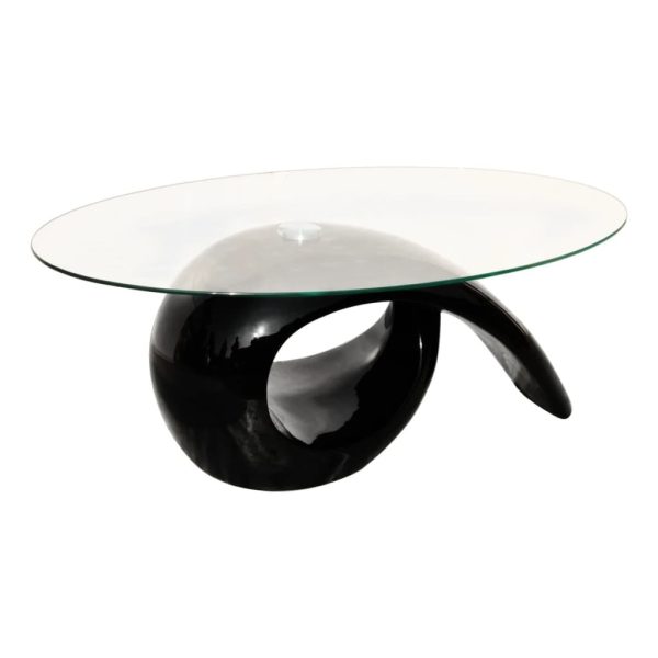 Coffee Table with Oval Glass Top