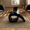 Coffee Table with Oval Glass Top – Black