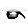 Coffee Table with Oval Glass Top – Black