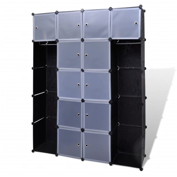 Modular Cabinet with 9 37x115x150 cm – Black and White, 14 Compartments