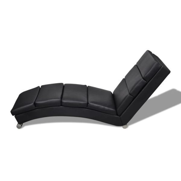 Chaise Longue Faux Leather – Black