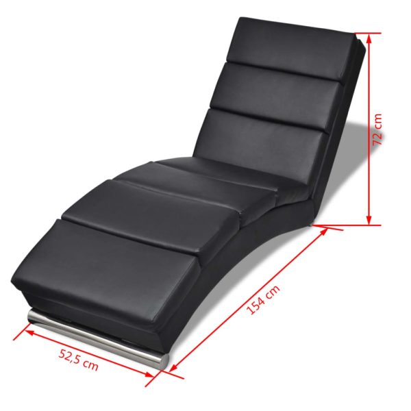 Chaise Longue Faux Leather – Black