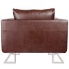 Cube Armchair with Chrome Feet Faux Leather – Brown