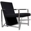 Armchair with Chrome Feet Faux Leather – Black