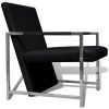 Armchair with Chrome Feet Faux Leather – Black