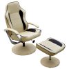 Armchair with Footrest Faux Leather – Cream