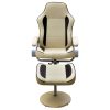 Armchair with Footrest Faux Leather – Cream