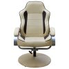 Armchair with Footrest Faux Leather – Cream