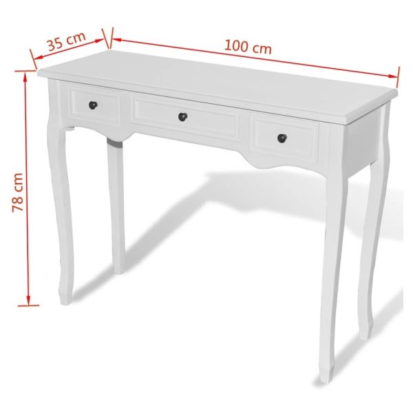 Dressing Console Table with Three Drawers – White
