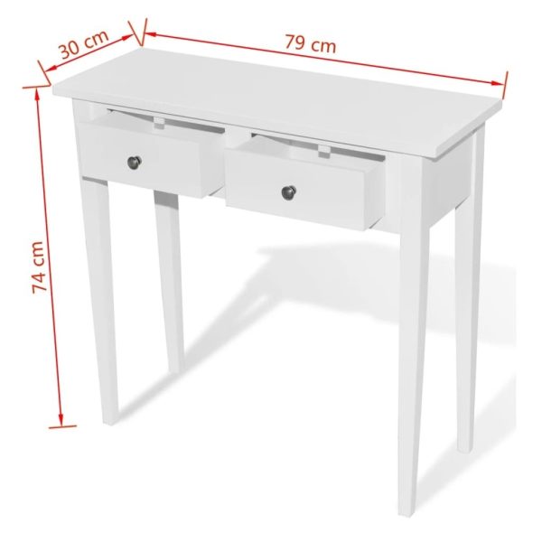 Dressing Console Table with Two Drawers – White