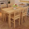 Wooden Dining Table with 4 Chairs – Brown