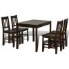 Wooden Dining Table with 4 Chairs – Dark Brown