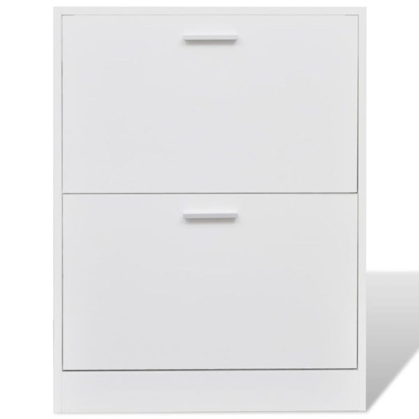 Shoe Cabinet with 2 Compartments Wooden – White