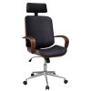 Swivel Office Chair with Headrest Bentwood Artificial Leather – Black and Brown