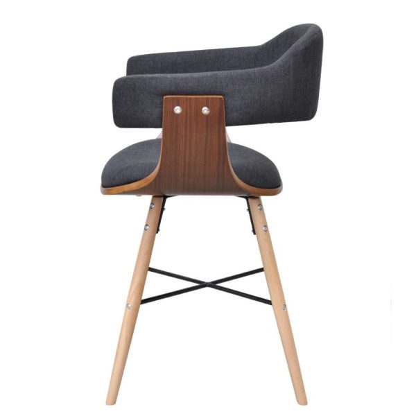 Dining Chairs Dark Grey Bent Wood and Fabric – 2