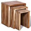 Nesting Table Set 3 Pieces Reclaimed Teak – Brown