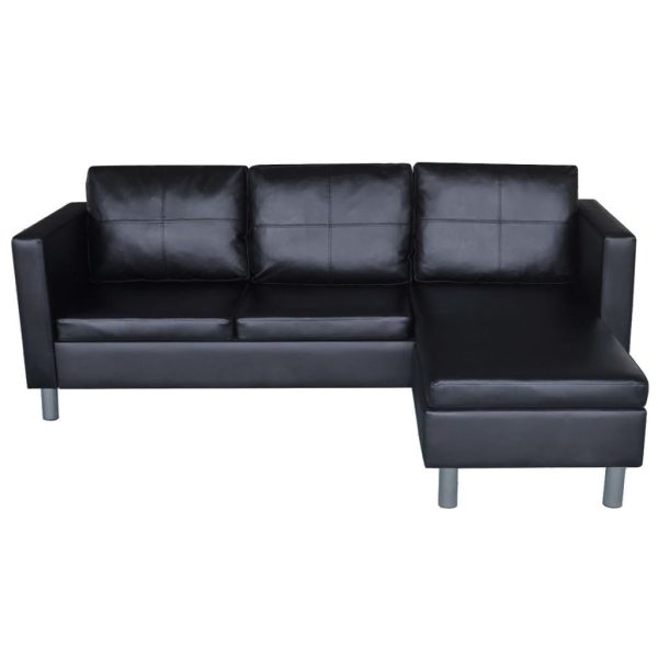 Angola Sectional Sofa 3-Seater Artificial Leather – Black