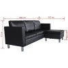 Angola Sectional Sofa 3-Seater Artificial Leather – Black