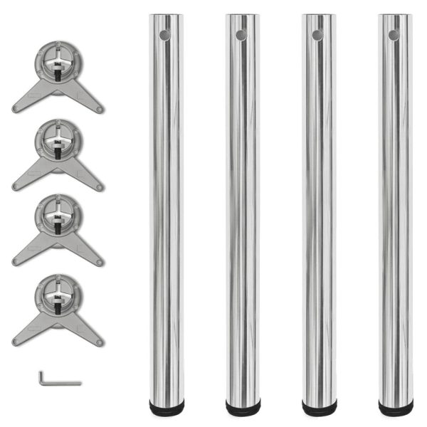 Adjustable Table Legs 4 pcs – 710 mm, Chrome