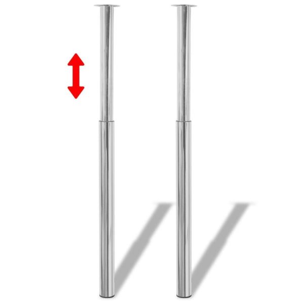 Telescopic Table Legs Chrome 710 mm-1100 mm – Chrome, 2