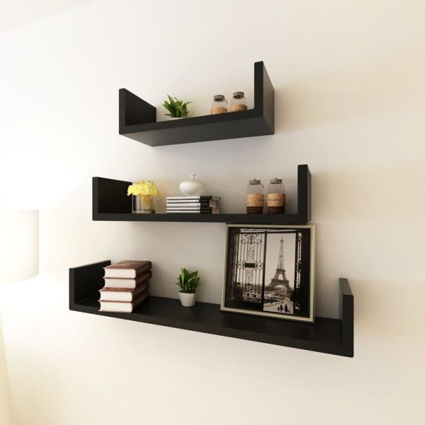 MDF U-shaped Floating Wall Display Shelves Book/DVD Storage