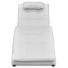 Chaise Longue with Pillow Faux Leather – White