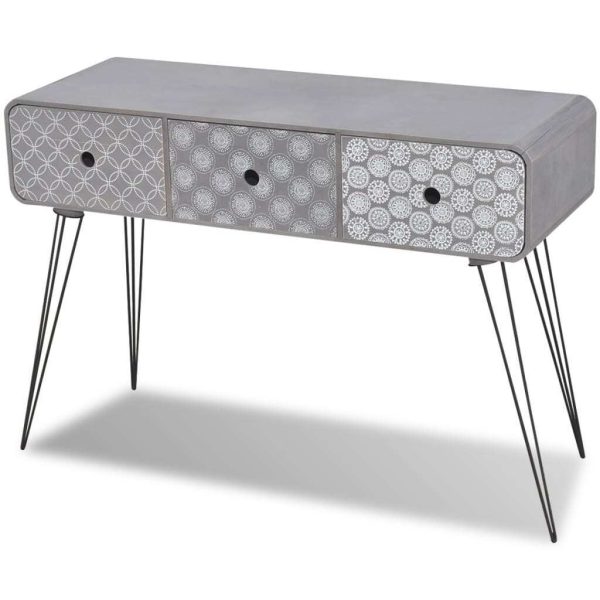 Console Table with 3 Drawers – Grey