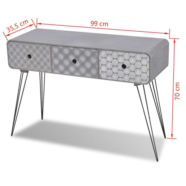 Console Table with 3 Drawers – Grey