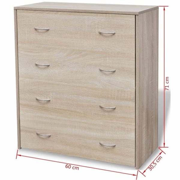 Sideboard with 4 Drawers 60×30.5×71 cm – Oak