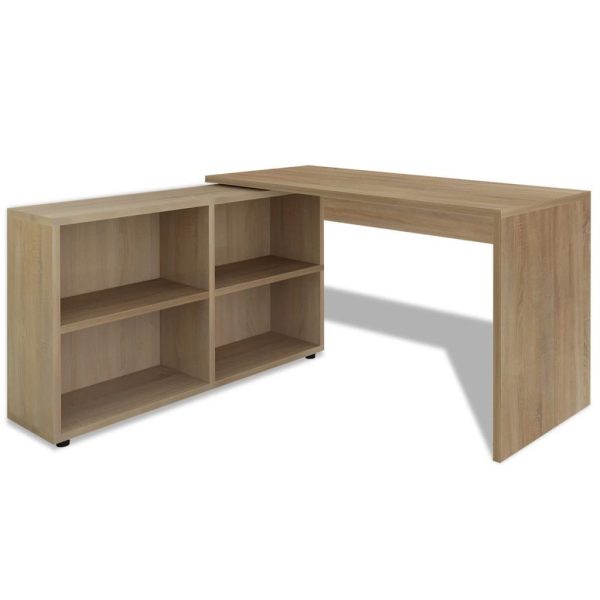Corner Desk 4 Shelves – Oak