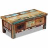 Coffee Table Drawers Solid Reclaimed Wood 90x45x35 cm – MULTICOLOUR