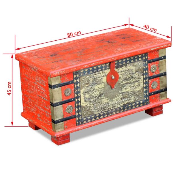 Storage Chest Red Mango Wood 80x40x45 cm – Red
