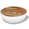 Coffee Table Bowl-shaped with Steel Base Solid Reclaimed Wood – White