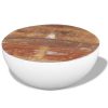 Coffee Table Bowl-shaped with Steel Base Solid Reclaimed Wood – White