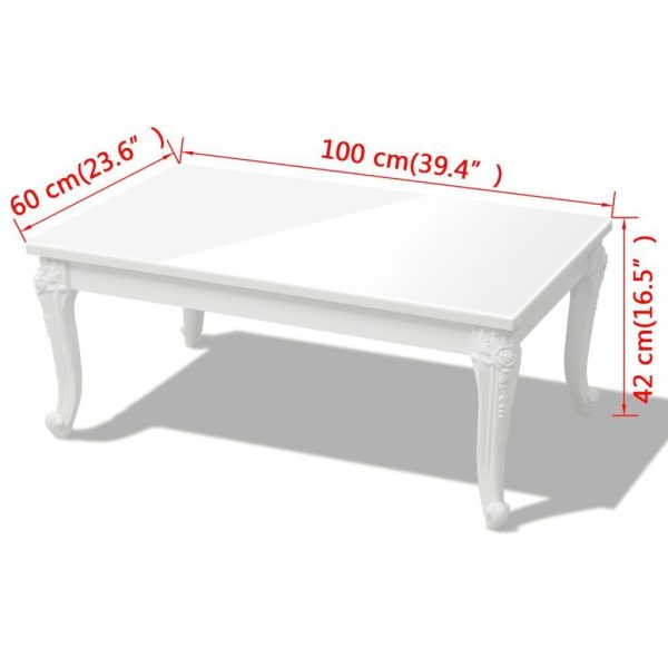Coffee Table High Gloss White – 100x60x42 cm