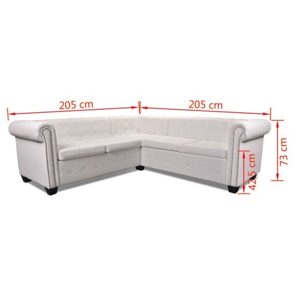 Kallora Chesterfield Corner Sofa 5-Seater Artificial Leather – White