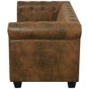 Blyth Chesterfield Sofa Artificial Leather Brown – Brown, 2-Seater
