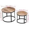 Coffee Table Set 2 Pieces Rough Mango Wood Round 40/50 cm – Brown