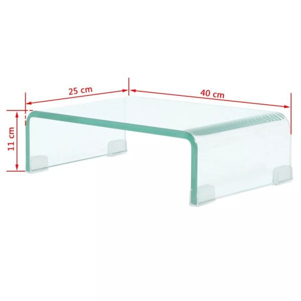 Sherwood TV Stand/Monitor Riser Glass Clear – 40x25x11 cm, Transparent