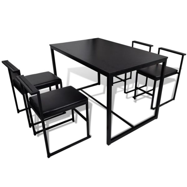 5 Piece Dining Table and Chair Set – Black