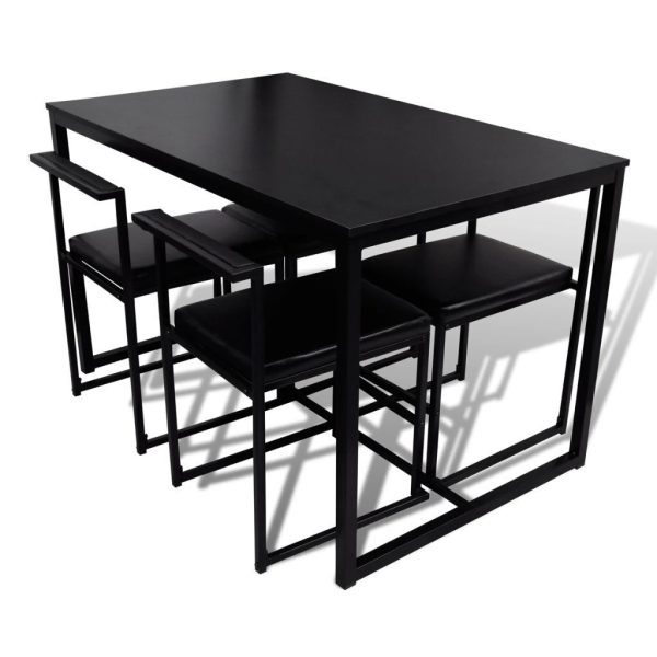 5 Piece Dining Table and Chair Set – Black