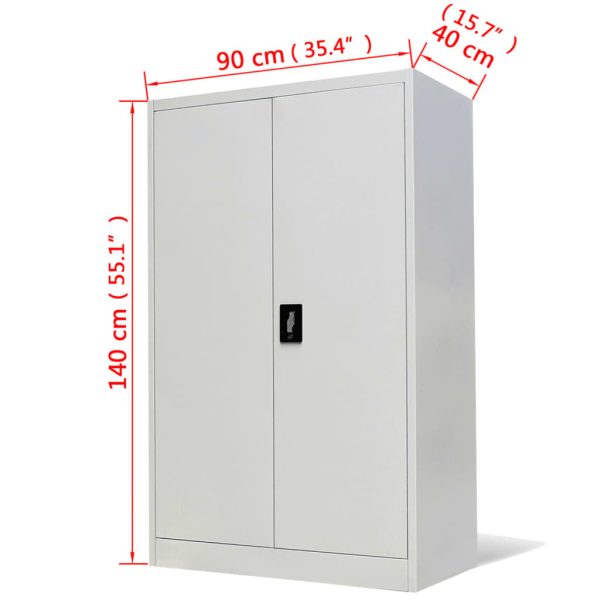 Office Cabinet with 2 Doors Steel Grey – 90x40x140 cm