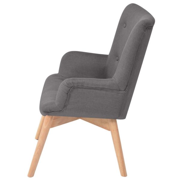 Armchair with Footstool Fabric – Grey