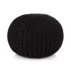 Hand-Knitted Pouffe Cotton 50×35 cm – Black