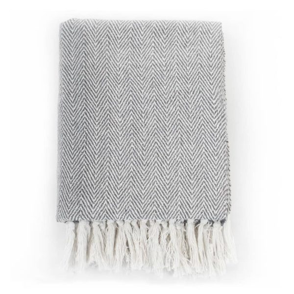 Throw Cotton Herringbone – 160×210 cm, Grey
