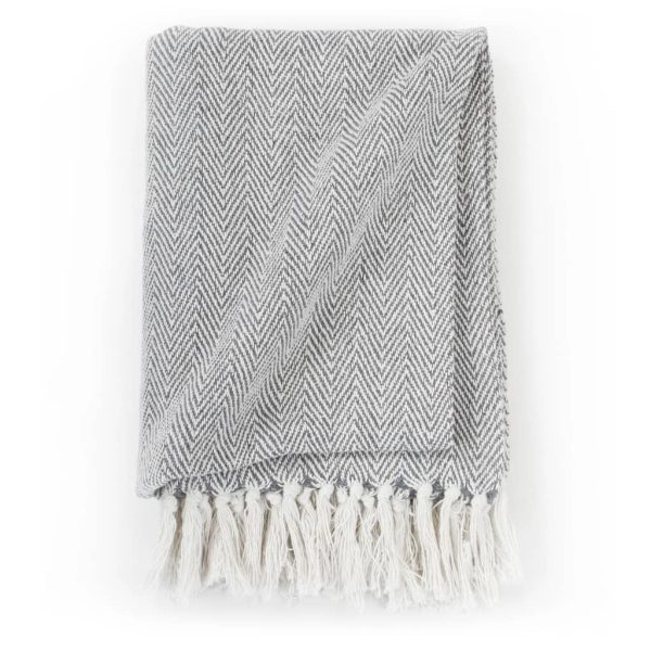 Throw Cotton Herringbone – 220×250 cm, Grey